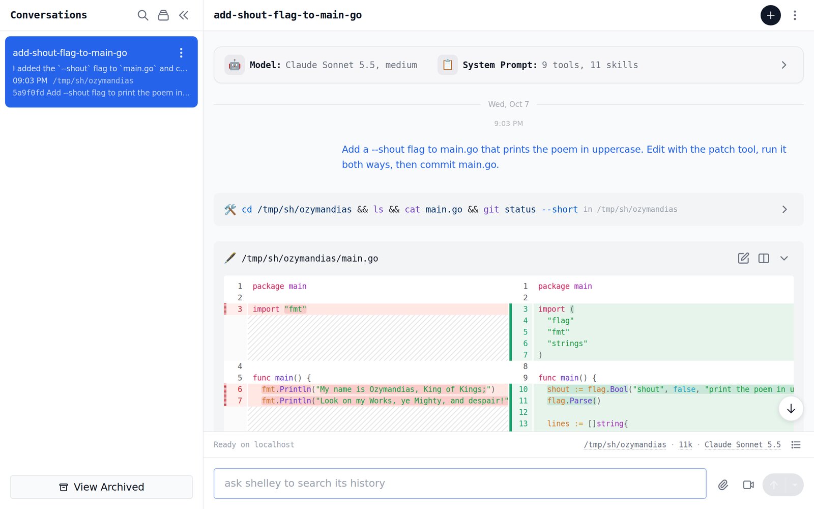 Shelley – a coding agent that lives in the browser